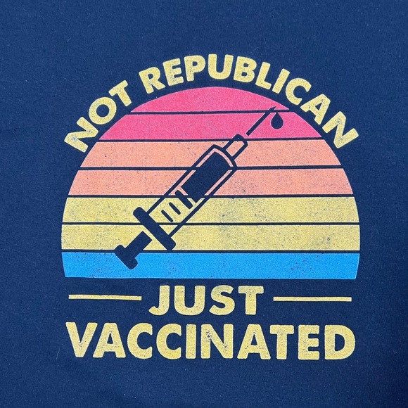 T-Shirt (XL) 'NOT REPUBLICAN JUST VACCINATED' Short Sleeve Cotton - Picture 2 of 4